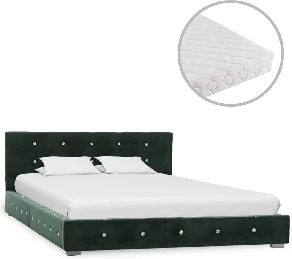 Bed met matras fluweel groen 120x200 cm