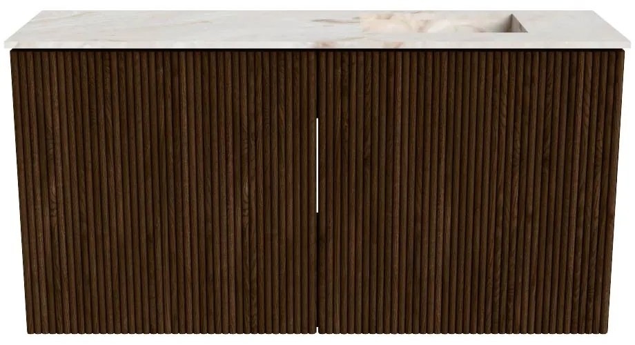 Mondiaz Joya DLux 80cm toiletmeubel walnut met wastafel faye rechts 1 kraangat frappe
