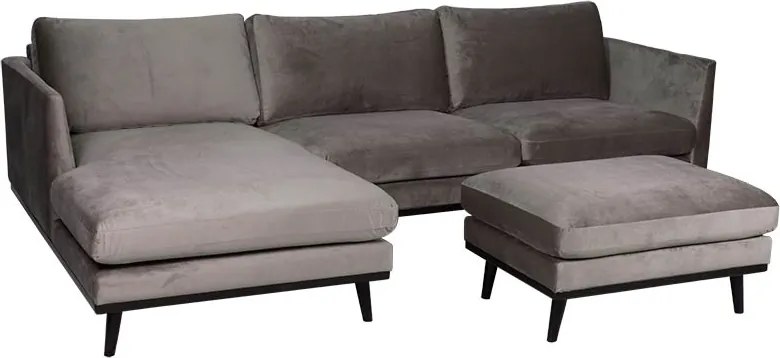 Loungebank Odissi chaise longue links - velours Brunei taupe 04 - 1,60 x 2,58 mtr breed