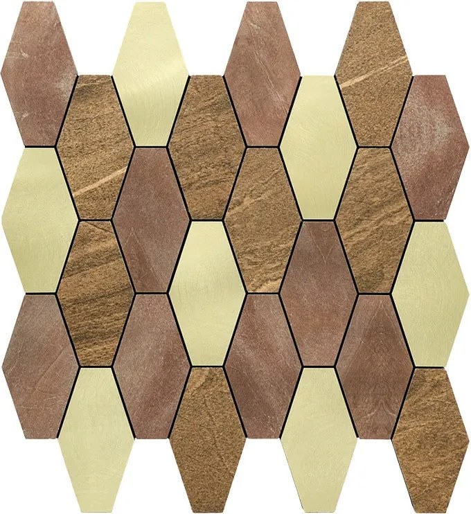 Zelfklevende Mozaïektegels Metaal | Picket Bruin | 30×30 cm | Keuken, Bad & WC