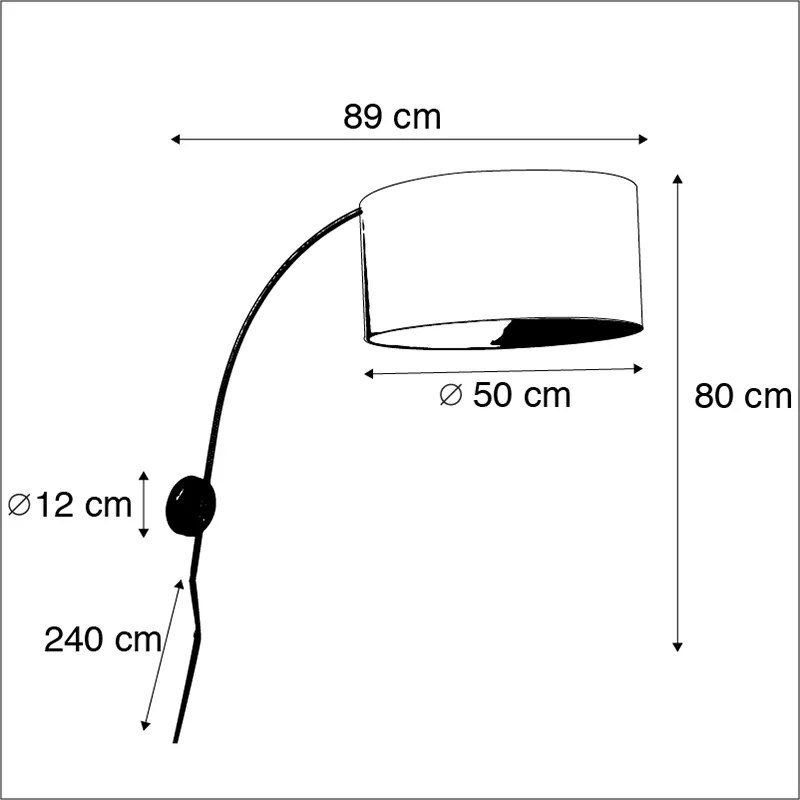 Moderne wandbooglamp staal met witte kap 50 cm verstelbaar - Bow Modern E27 rond Binnenverlichting Lamp