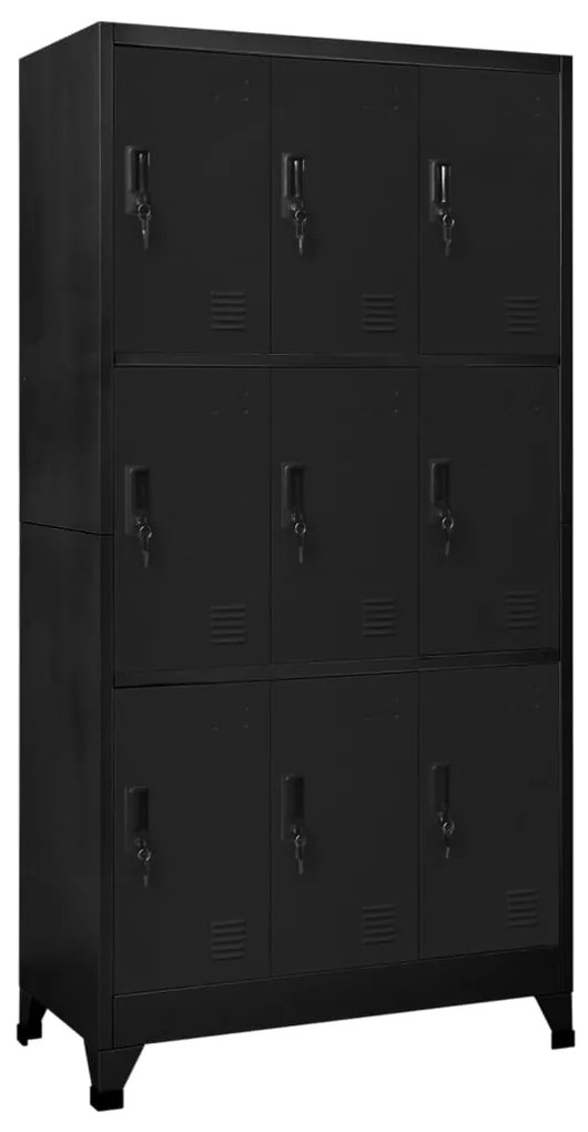 vidaXL Lockerkast 90x45x180 cm staal zwart