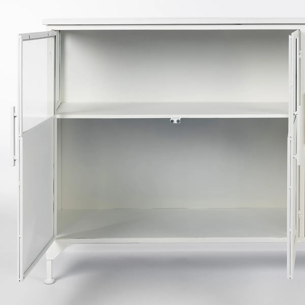 Wit Dressoir Van Ijzer En Glas - 120x35x80cm.