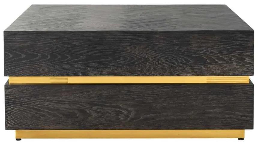 Richmond Salontafel Blackbone Goud Blok 90x90cm - Eiken hout - Richmond Interiors