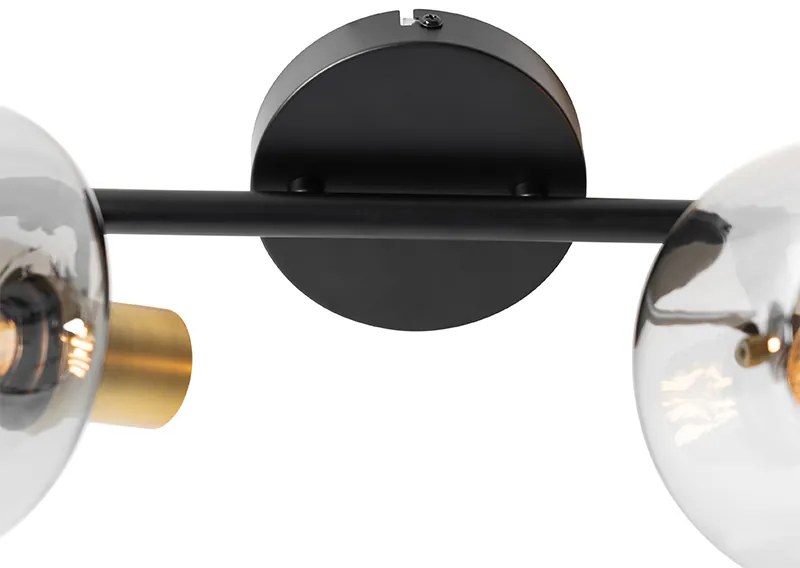 Smart plafondspot zwart met goud met smoke glas 2-lichts incl. 2 Wifi P45 - Zuzanna