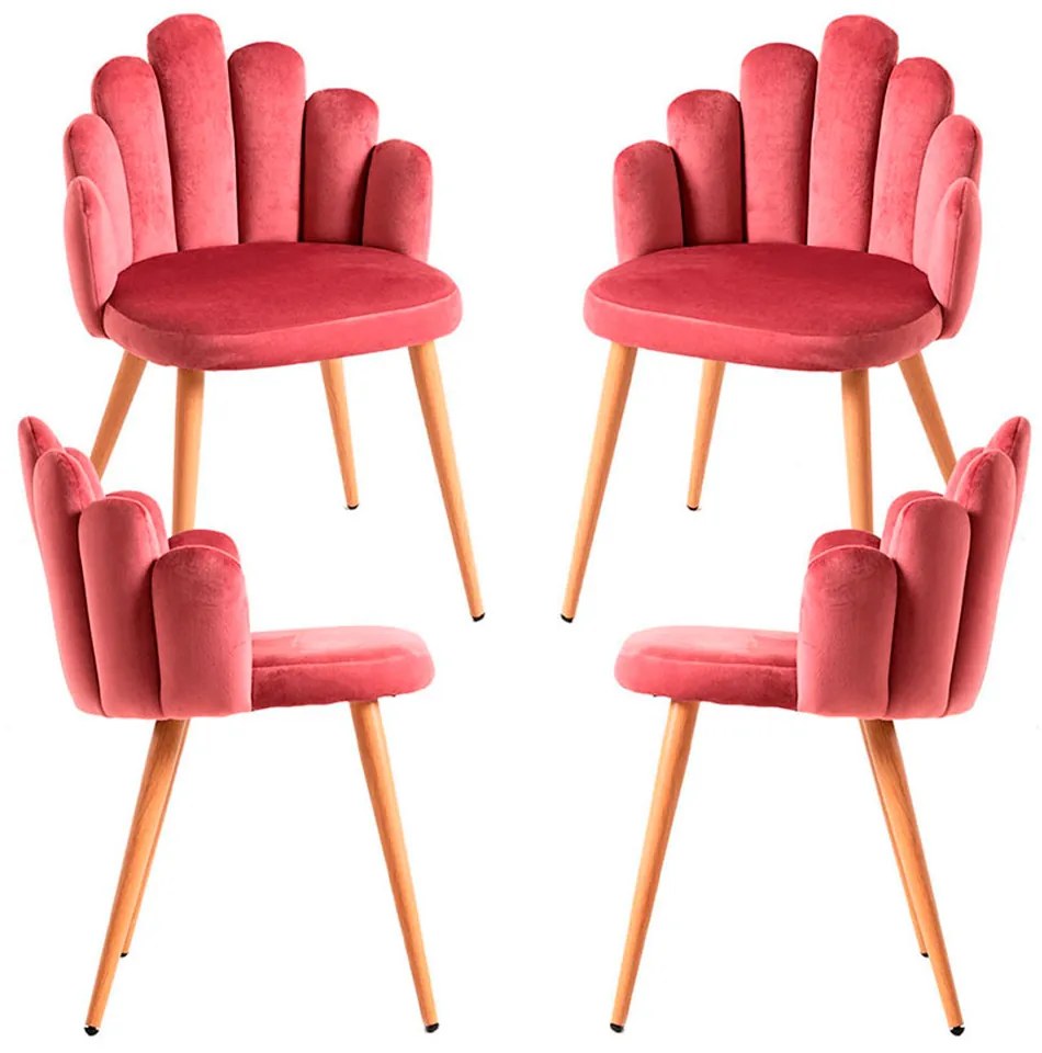 Set 4 Fluwelen Handstoelen