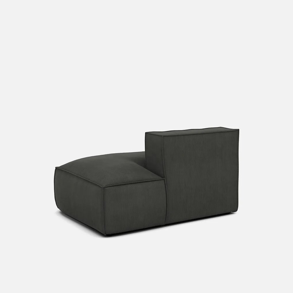 Loungebank element rechts voor modulaire bank, in ribfluweel, SEVEN