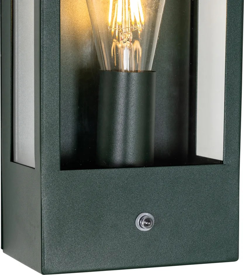 Buiten wandlamp donker groen met schemersensor IP44 - Rotterdam