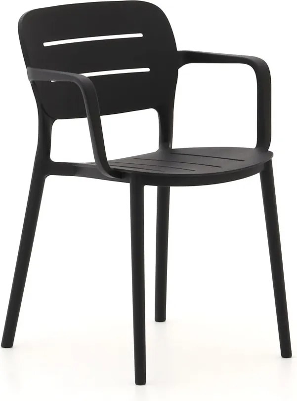 Dining tuinstoel | Forza Pazzia | Kunststof | Zwart | Stapelbaar | Kees Smit Tuinmeubelen