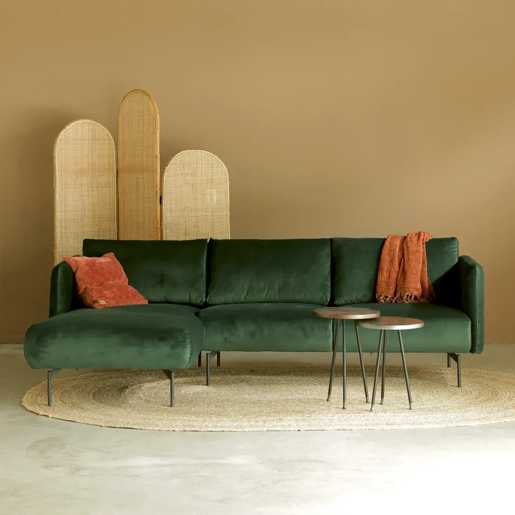 Velvet Hoekbank Groen Hoek Links