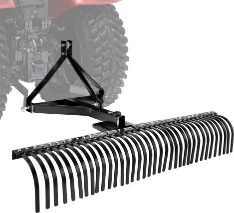 VEVOR Verticuteermachine, 1830 mm werkbreedte, gazontractorhark met 36 robuuste stalen tanden, tractorcompatibele tuinhark met driepuntsophanging, gazonbeluchter, ideaal voor bodembewerking en gazonverzorging