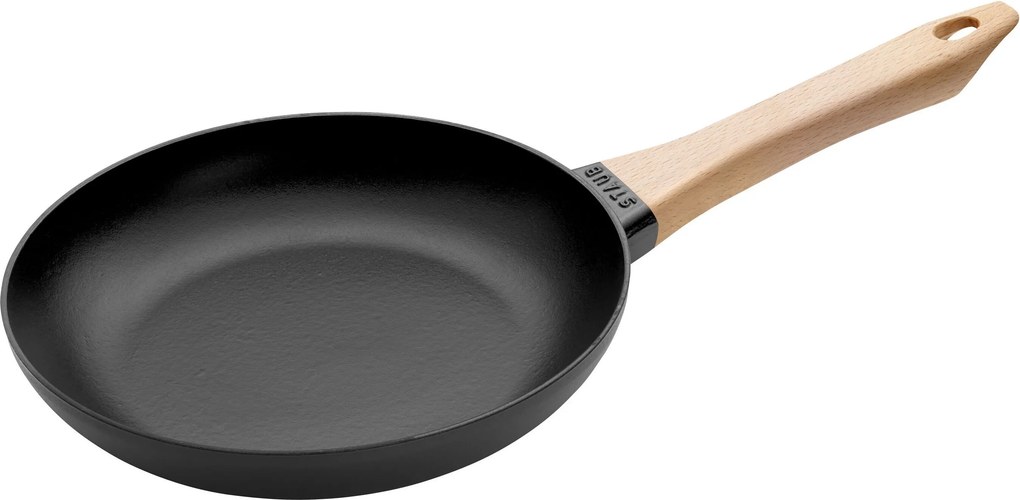 Staub Pans Koekenpan met houten handvat 24 cm, Zwart - Pans - Staub