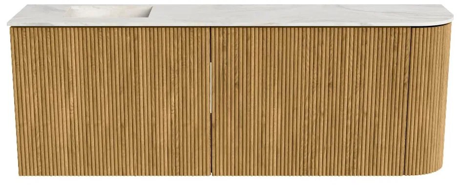 Mondiaz Joya DLux 110cm toiletmeubel ronding rechts oak met wastafel faye links zonder kraangat ostra
