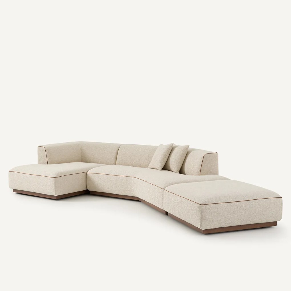 Open hoekbank links met bouclé voetensteun, JACOPO