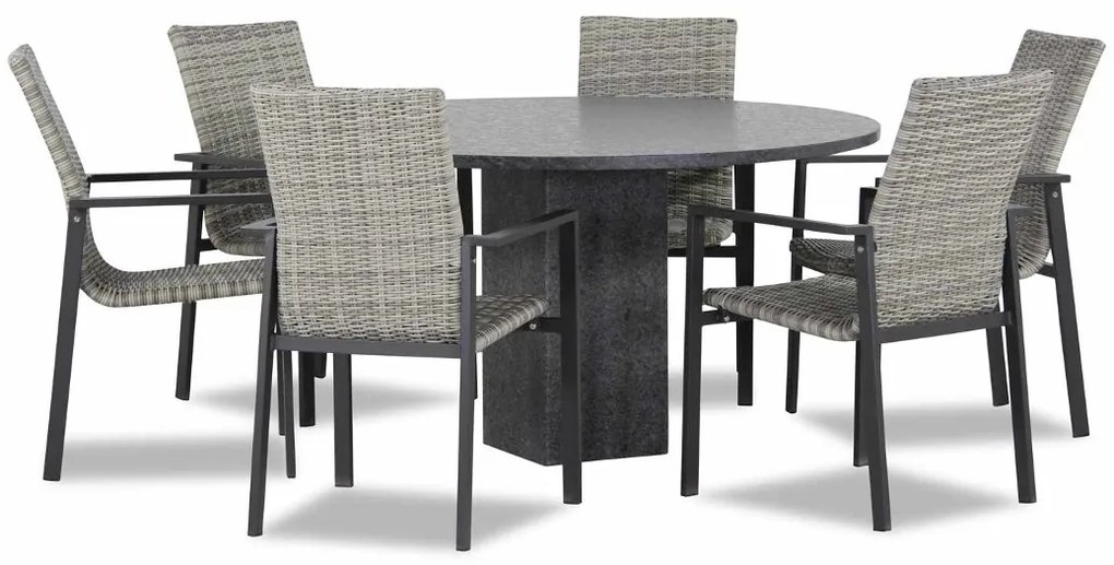 Tuinset 6 personen 170 cm Wicker Grijs Lifestyle Garden Furniture Upton/Graniet