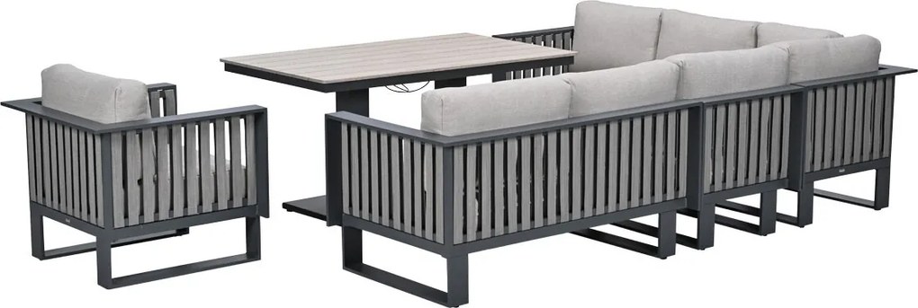 Garden Impressions Gabon - Brugge lounge dining set 6-delig - donker grijs