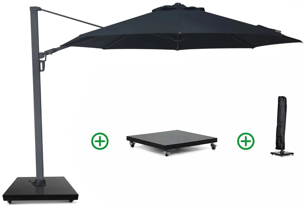 Zweefparasol  3.5m S2 Excellent (incl. voet + hoes) Grijs-antraciet Camello Luna