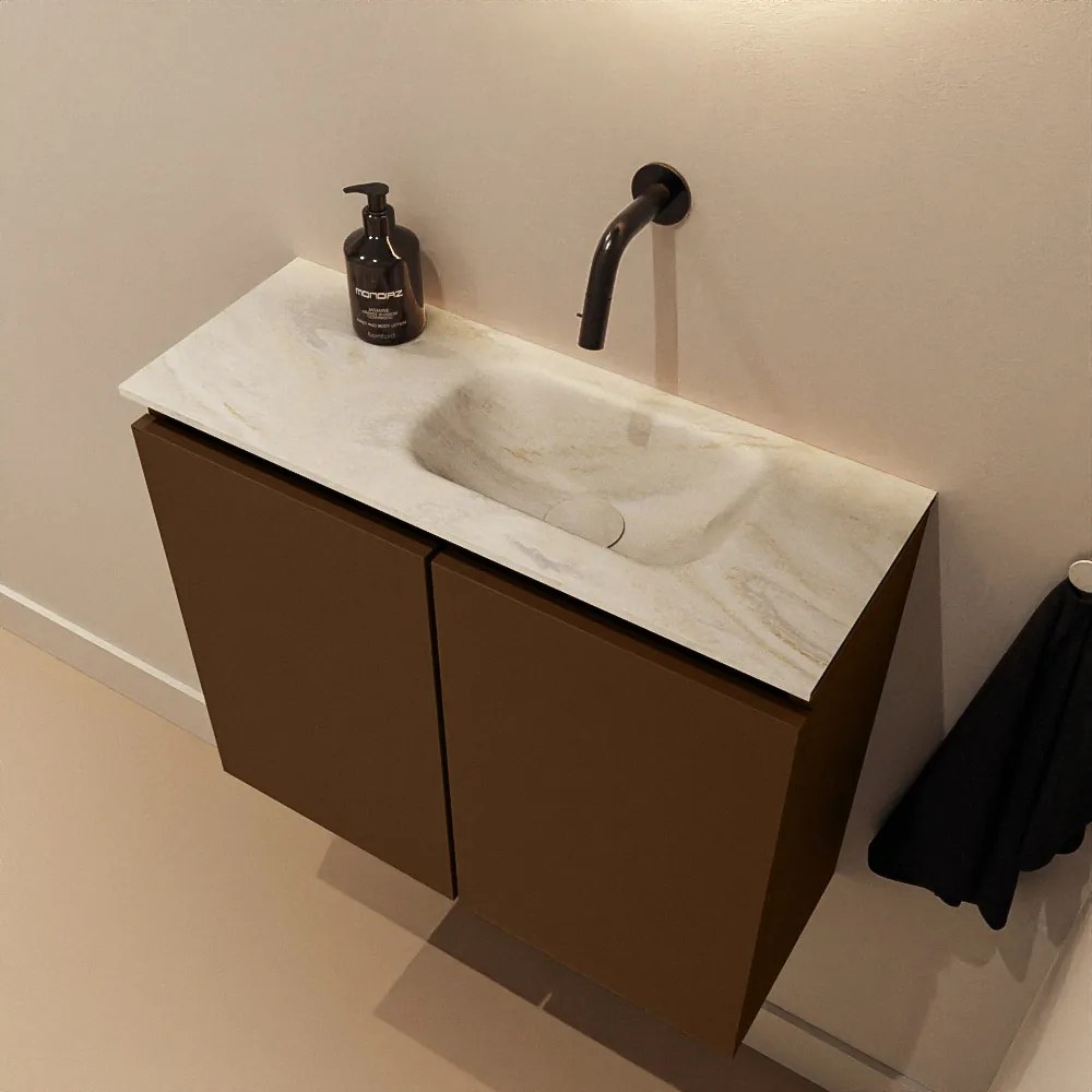 Mondiaz Ture DLux toiletmeubel 60cm rust met wastafel ostra rechts zonder kraangat