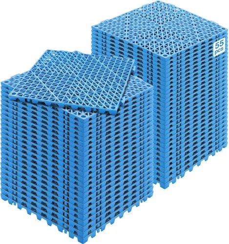 VEVOR in elkaar grijpende tegels 55 stuks vloertegels drainage vloertegels vloertegels 30 x 30 cm vierkante vloertegels voor buiten patio pvc vloertegels badkamer toilet blauw