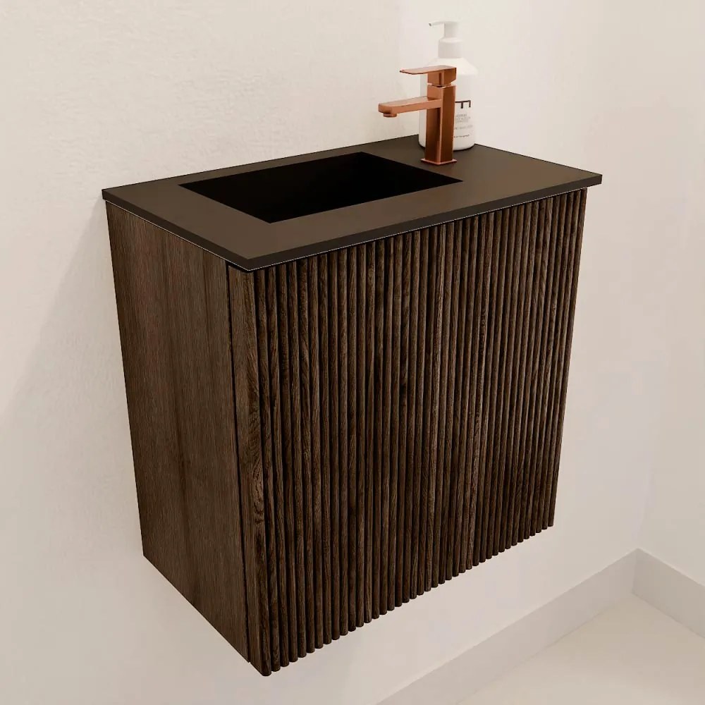 Mondiaz Joya 40cm toiletmeubel walnut met wastafel faye links 1 kraangat urban
