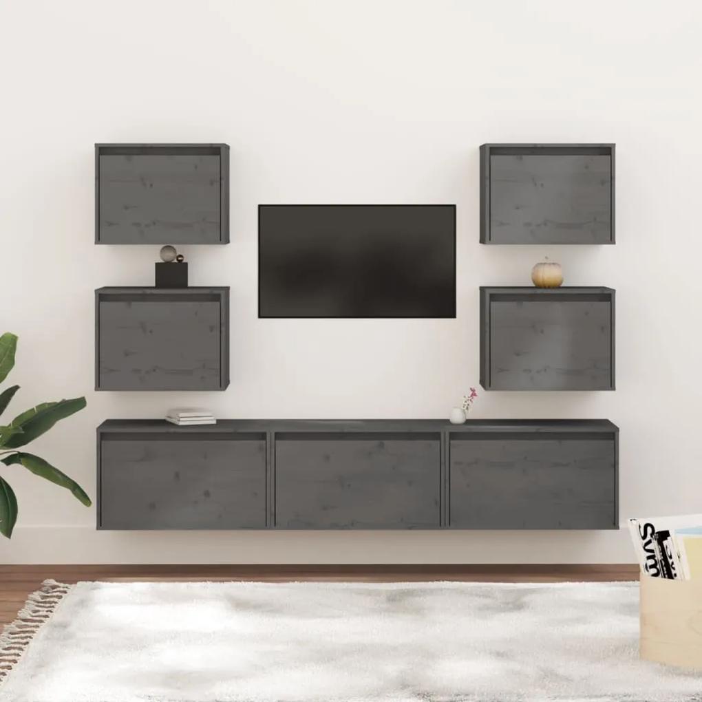 vidaXL Tv-meubelen 7 st massief grenenhout grijs