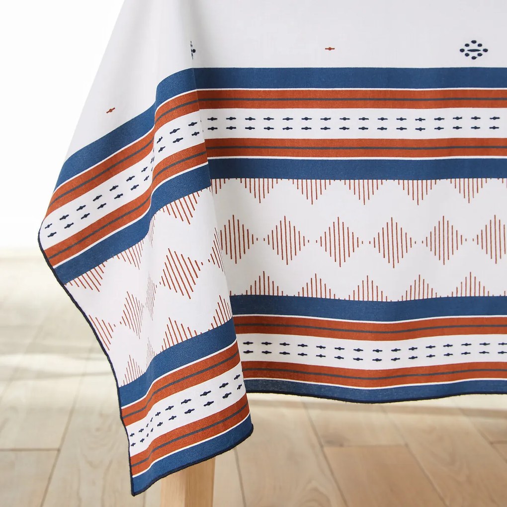 Tafellaken in katoen, bedrukt en geborduurd, Maliau