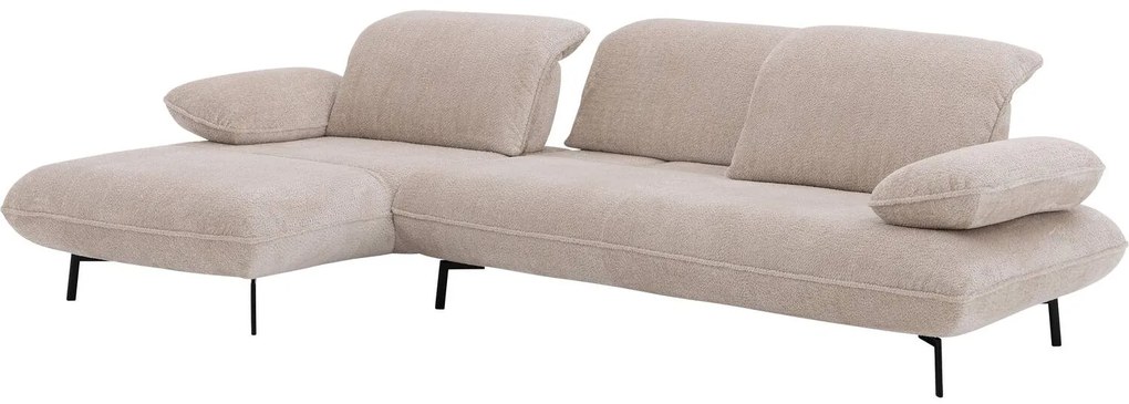 Goossens Excellent Bank Leandro beige, stof, 2,5-zits, modern design met chaise longue links