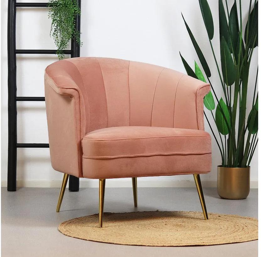 Livin24 | Fauteuil Amy breedte 83 cm x diepte 75 cm roze fauteuils velvet stoelen & fauteuils meubels | NADUVI outlet