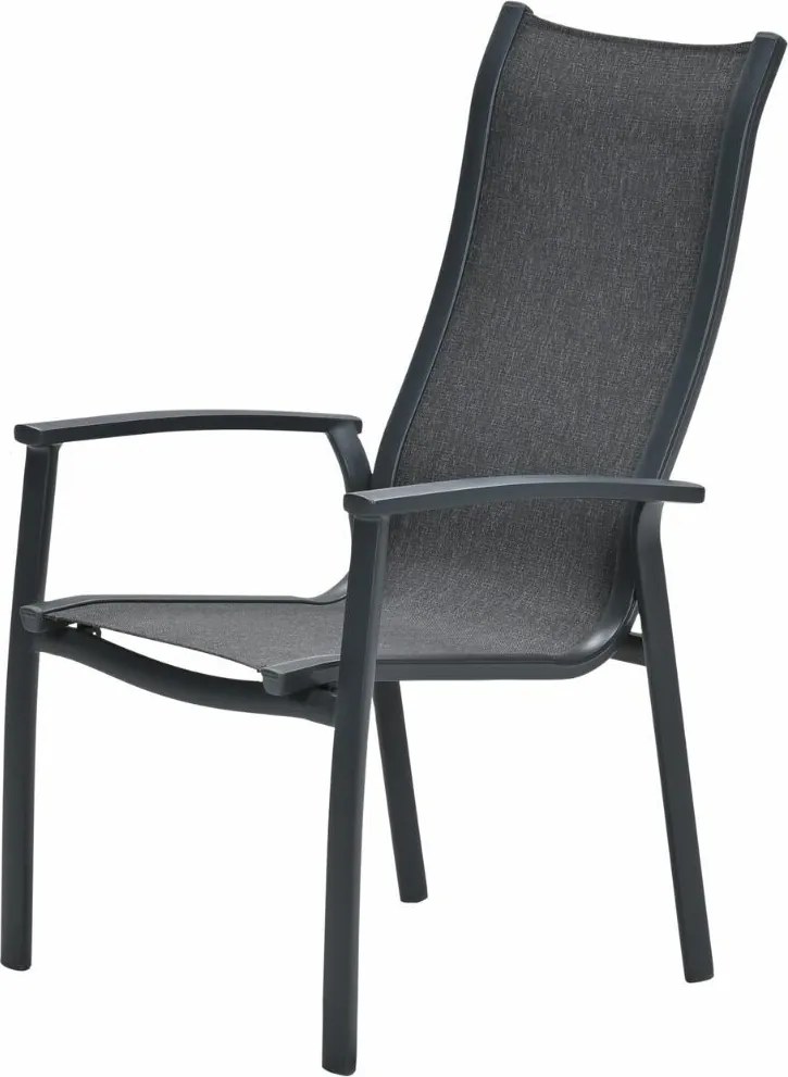 Garden Impressions Hilly tuinstoel stapelbaar donker grijs - 2 stuks