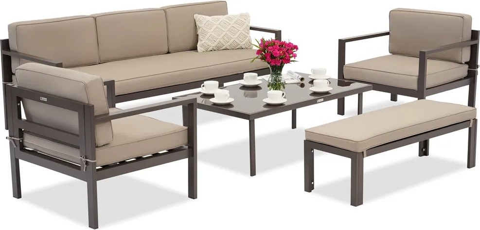 Porto Coffee 5 tuinset met bank bruin Garden Point