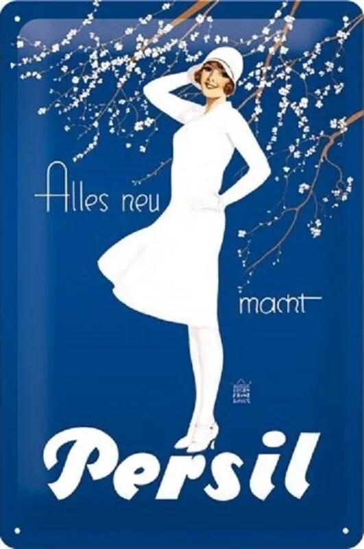 Retro blikken bord Persil – wit dame blauw – cadeau-idee voor nostalgische fans, van metaal, vintage design ter decoratie, 20 x 30 cm