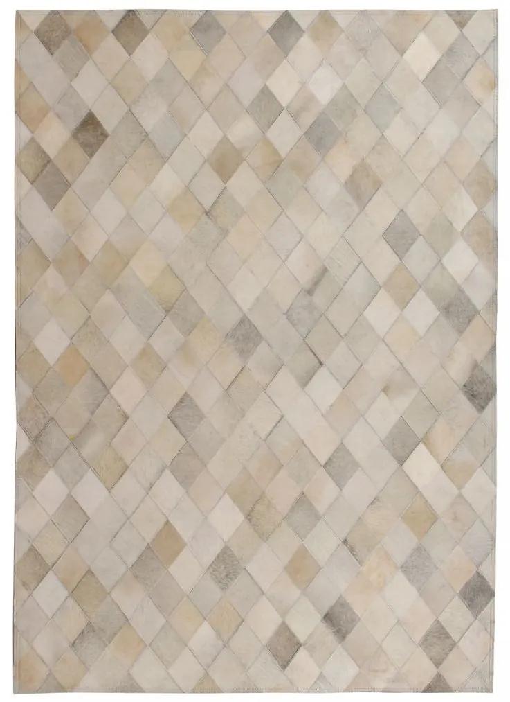 Medina Vloerkleed ruit patchwork 80x150 cm echt leer grijs