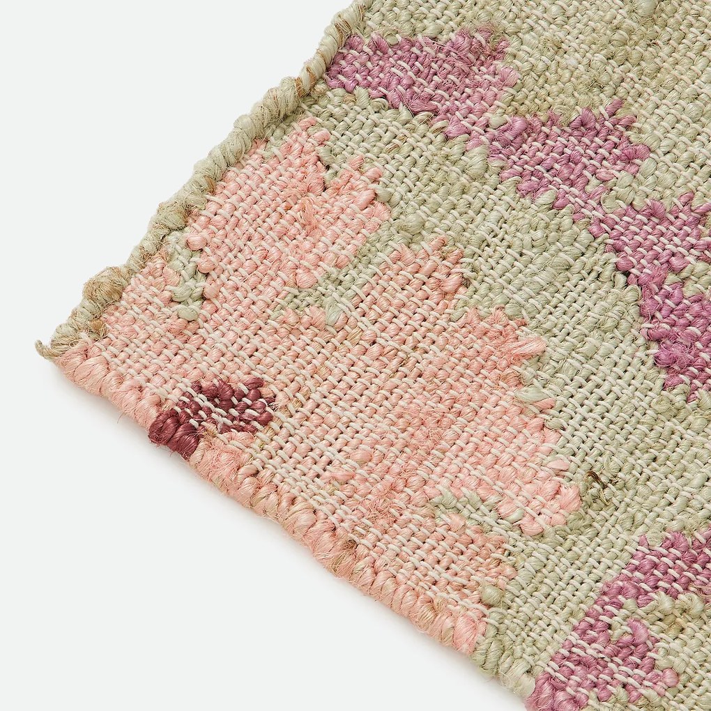 Vloerkleed met bloemmotief, met de hand gevlochten, 80% jute, IZILD