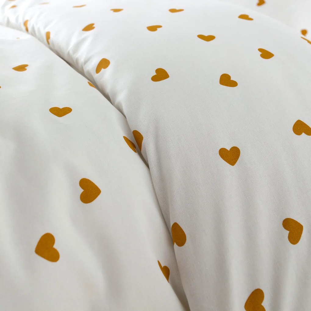 Kinderset, van 50% gerecycled katoen, met rechthoekig kussensloop, Scacco caramel