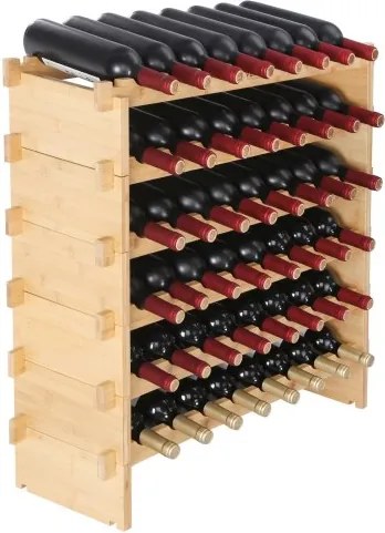 VEVOR Wijnrek voor 48 flessen, Bamboe flessenrek met 6 compartimenten, Stapelbaar vintage metalen wijnrek voor kelder, bar, opslagruimte, enz. Flessenhouder Wijnflessenrek Draagvermogen 60 kg
