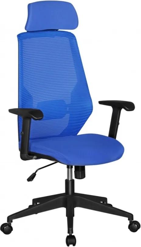 24Designs Tess Bureaustoel - Blauwe Stoffen Zitting - Kunststof Kruispoot