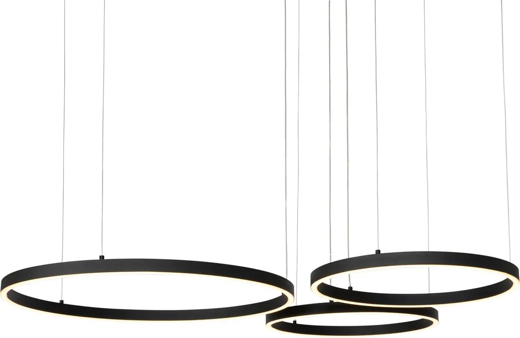 Hanglamp zwart incl. LED 3-staps dimbaar 3-lichts - Anello