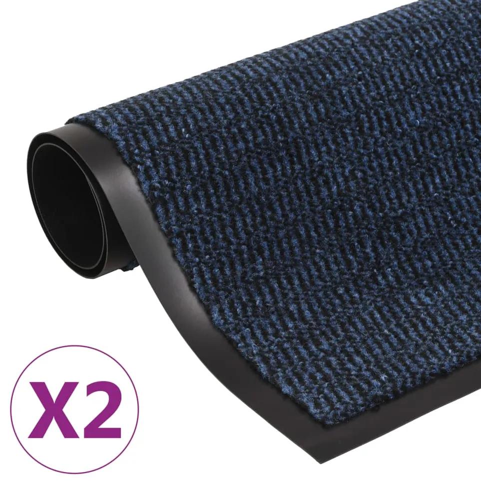 vidaXL Droogloopmatten 2 st rechthoekig getuft 120x180 cm blauw
