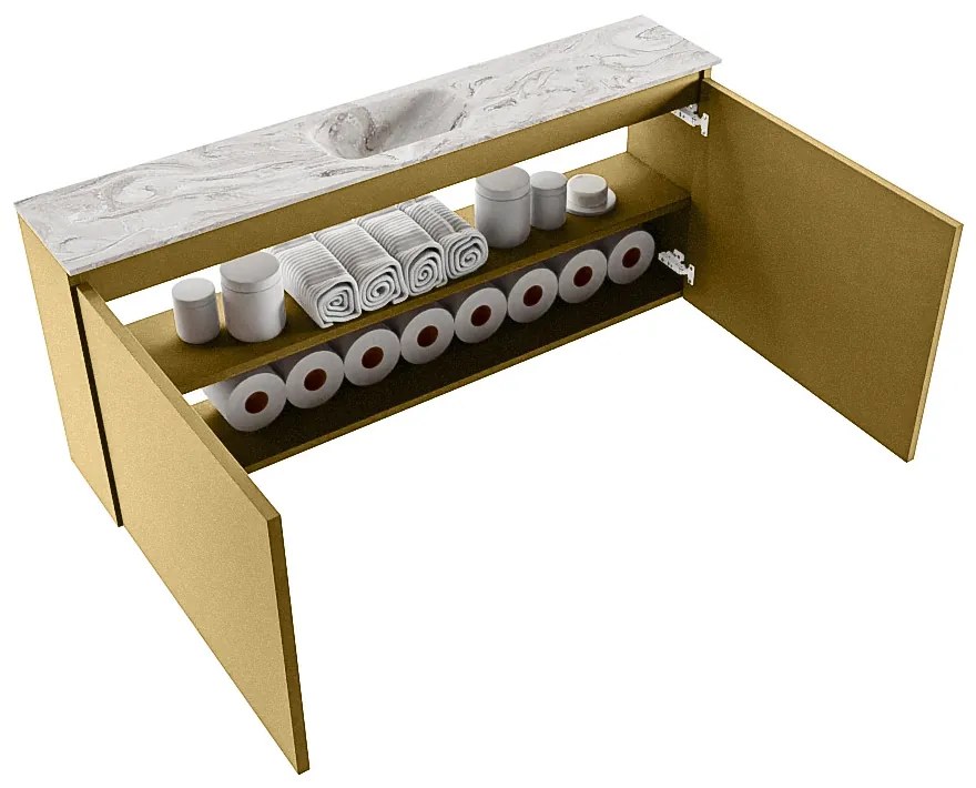 Mondiaz Ture DLux toiletmeubel 120cm oro met wastafel glace midden zonder kraangat