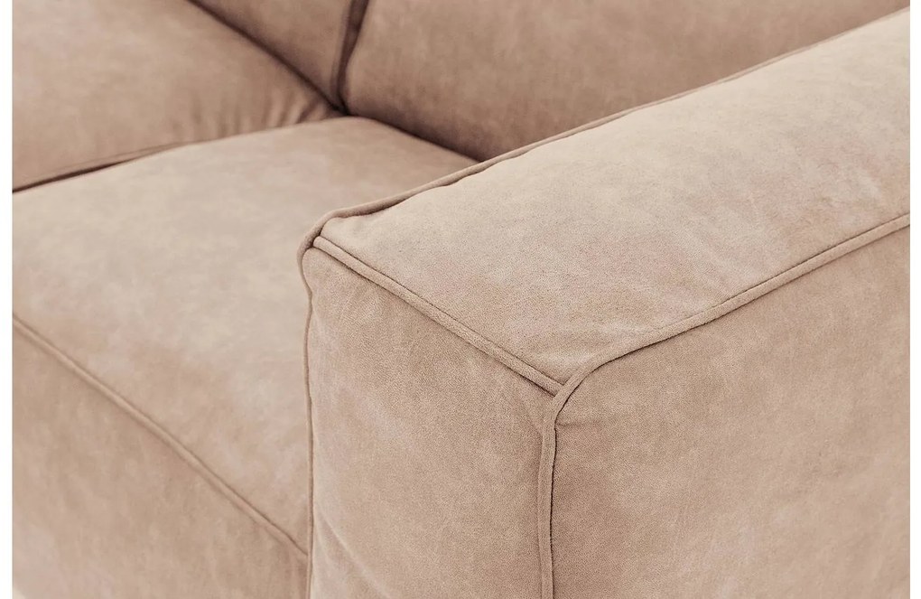 Goossens Bank Calvin beige, micro leer, 3,5-zits, modern design