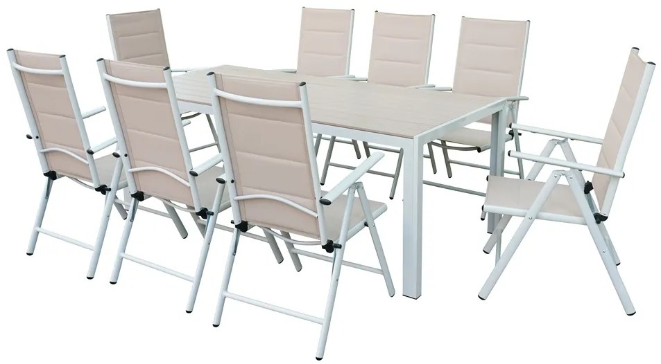 Aluminium tuinmeubelen met grote Polywood Verona tafel voor 12 personen Garden Point beige