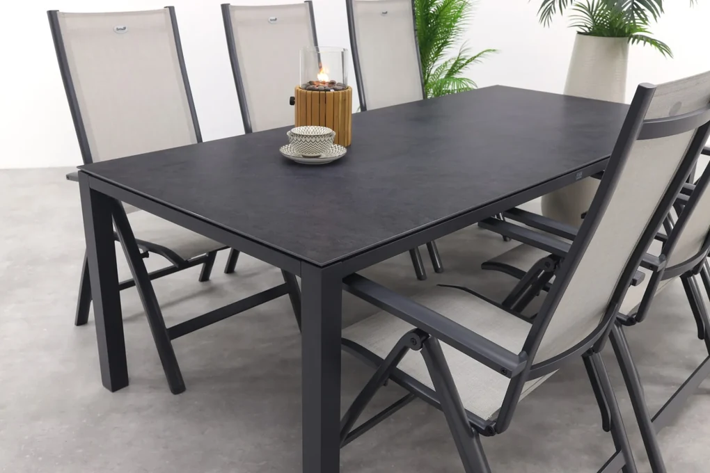 Hartman Monza alu/Chaneo verstelbare tuinset - 220x100 cm. - 7-delig