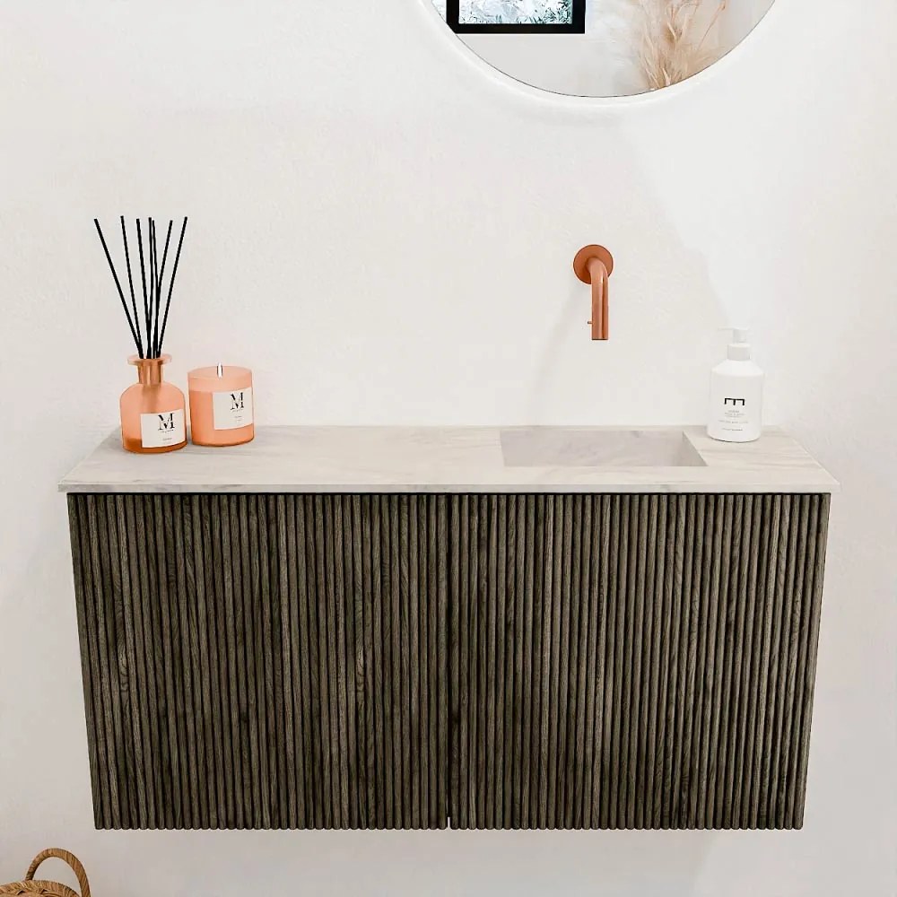 Mondiaz Joya DLux 80cm toiletmeubel shadow met wastafel faye rechts zonder kraangat ostra