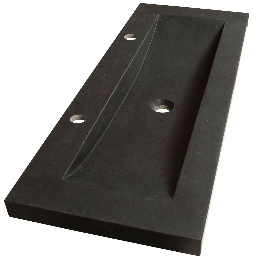 Sanituba Corestone SMALL wastafel basalt met twee kraangaten 100cm