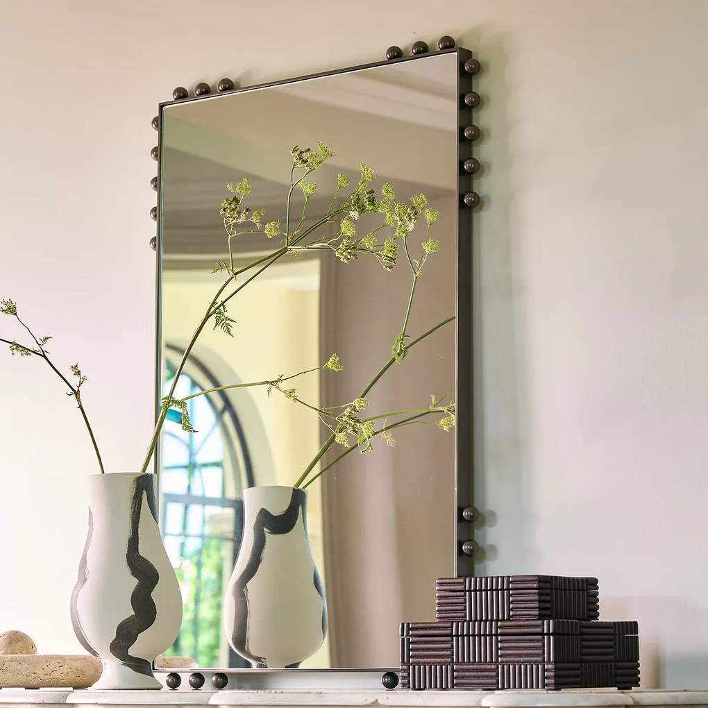 Marmeren spiegel, afwerking nikkel lak, H96 cm, Arama