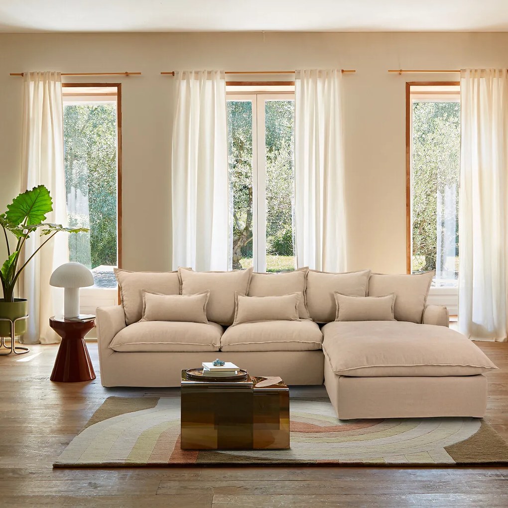 Slaapbank, 4 zits, Comfort Bultex®, afneembare hoezen, linnen, ODNA