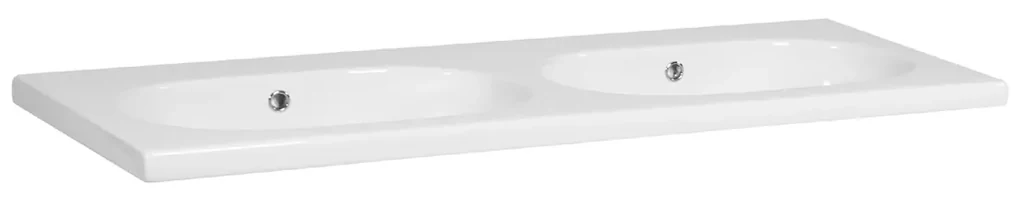 Brauer Moon dubbele wastafel keramiek 120cm zonder kraangat wit glans