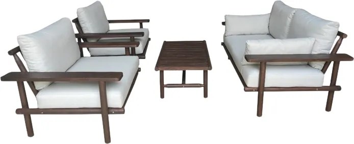 The Outsider Stoel-Bank Loungeset - Laruna - Acaciahout - Vintage Bruin / Wit - The Outsider