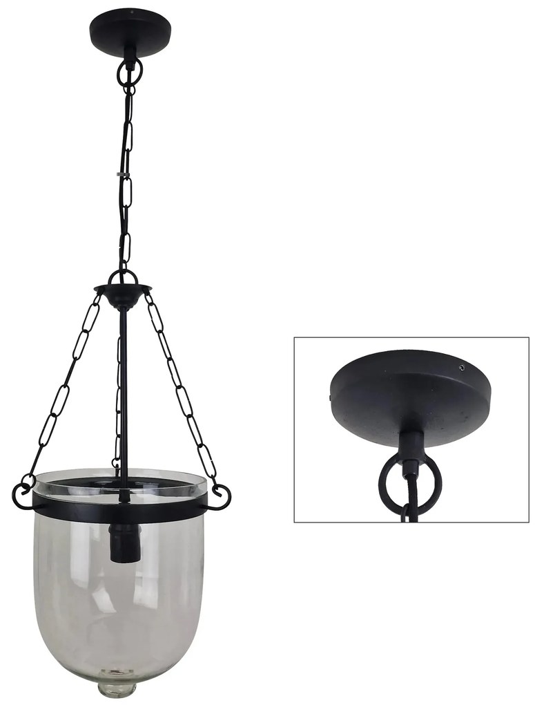 Hanglamp Bell Jar Antiek Zwart