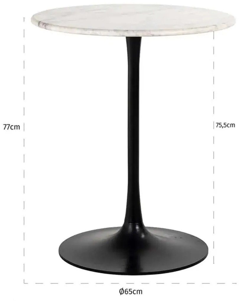 Richmond Interiors Carlten Bistro Tafel Rond Wit Marmer - 65 X 65cm.